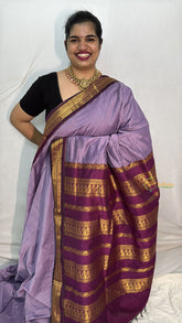 Vriksham Lavender With Dark Purple Border-Kalyani Cotton Saree-VS4580